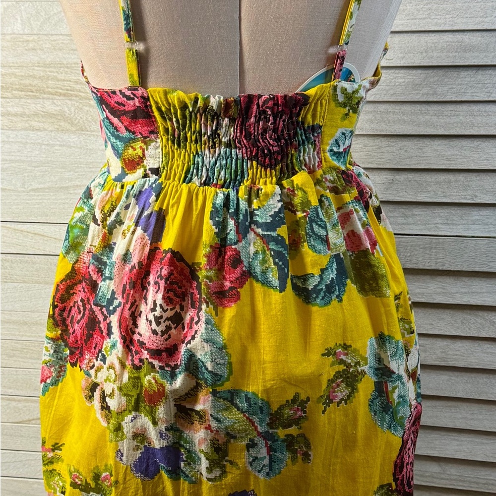 Luv By Chance Yellow Floral Midi Dress Medium NWT Cottagecore Garden Party - Picture 9 of 11